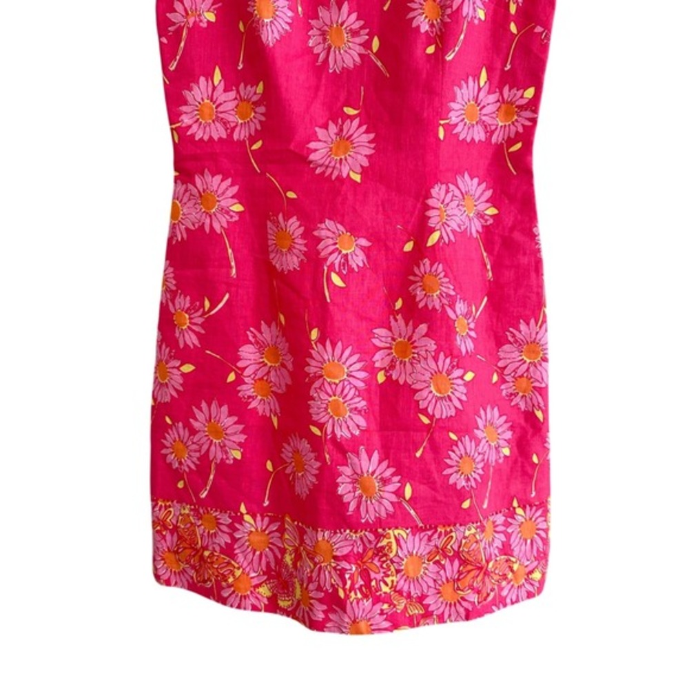 Vintage Lilly Pulitzer Pink Floral Daisy Linen Cotton Shift Dress Size 2 Preppy - Picture 3 of 6
